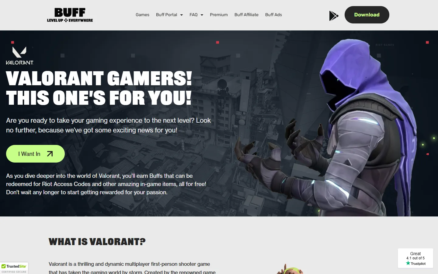 BUFF Valorant page inviting players to earn rewards